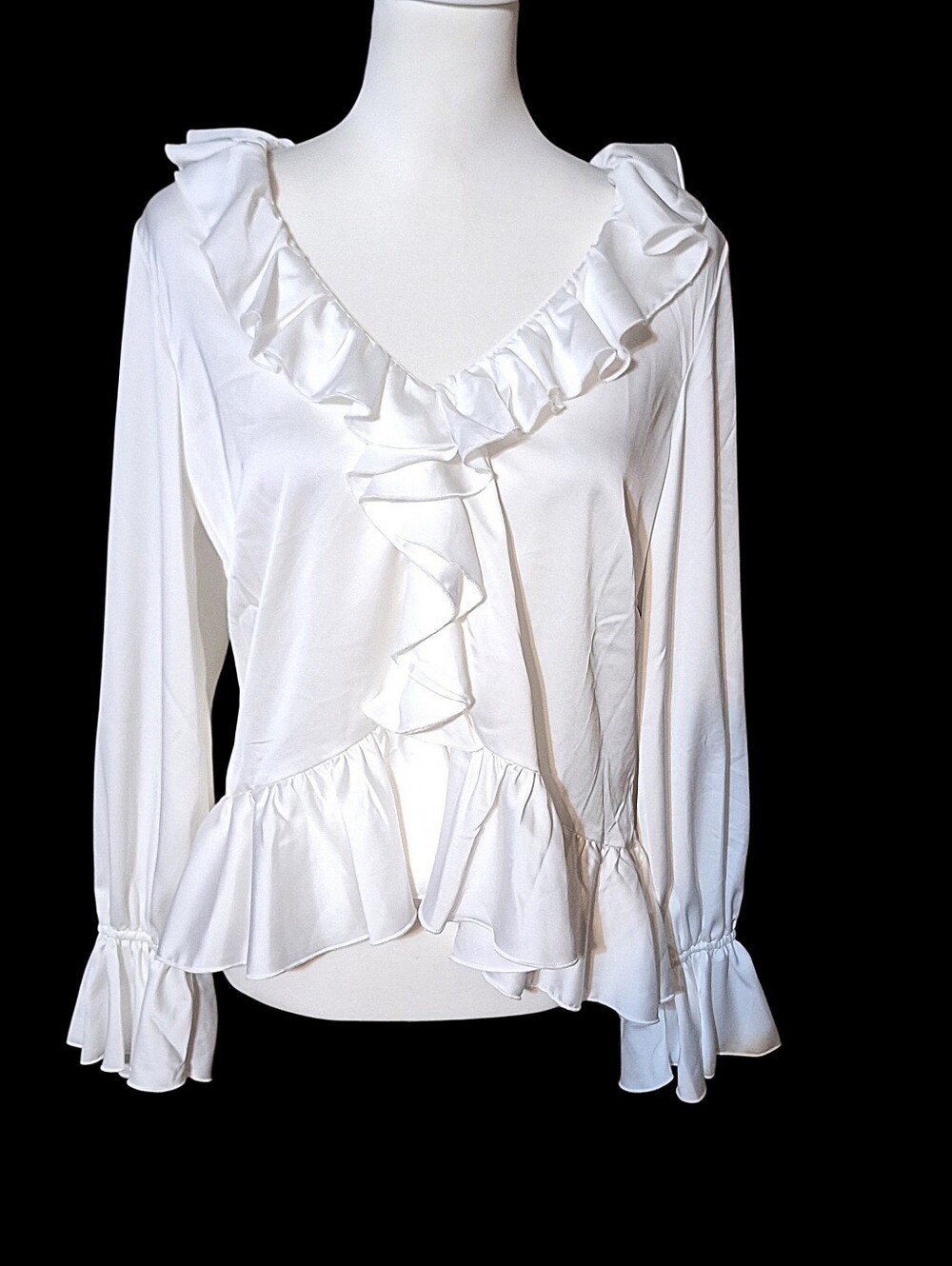 Boston Proper M Ruffle Blouse NWT Romantic Victorian Renfair Flare Sleeve Fairy - Picture 2 of 9